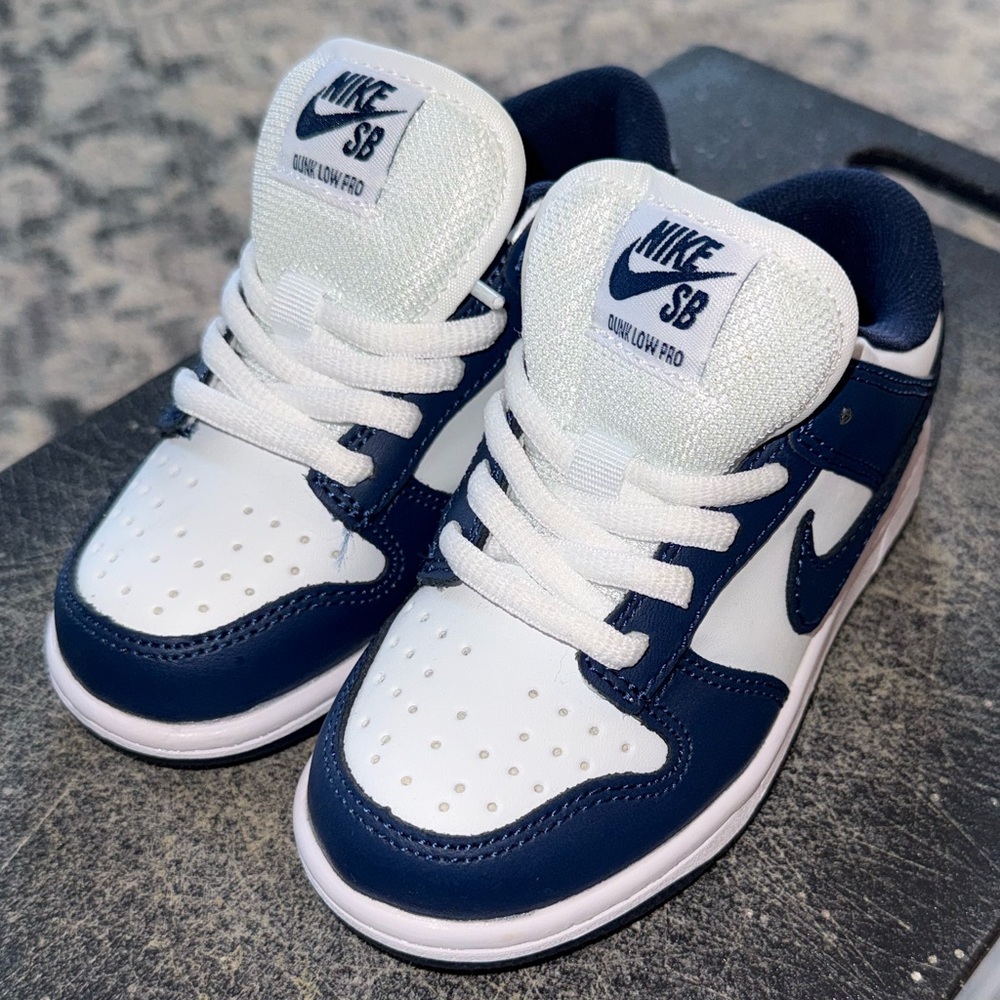 Nike Kids Dunk Low Pro - White and Navy